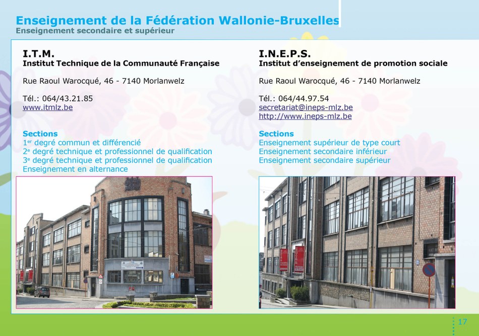 L'enseignement de la Fédération Wallonie-Bruxelles à Morlanwelz