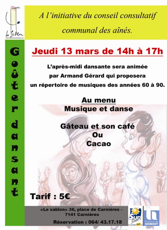 Thé dansant animé par Armand Gérard au Sablon le 13 mars